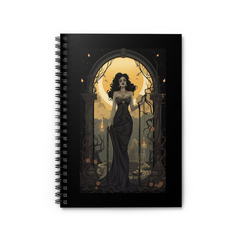 Vampire Woman Spiral Notebook, Gothic Journal, Halloween Poetry, Prose, Gift for Witch image 2