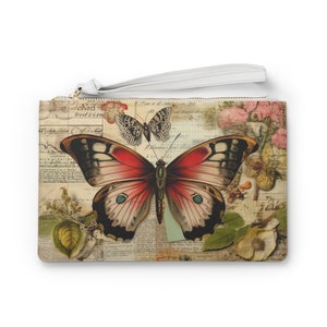 Vintage Butterfly Faux Leather Clutch Bag, Cottagecore Accessories, Wings, Victorian Purse image 2