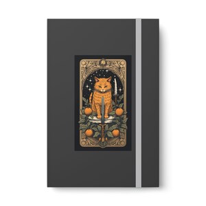 Spooky Orange Cat Journal featuring Sword, Oranges Ruled Line Banded Notebook for Halloween image 8