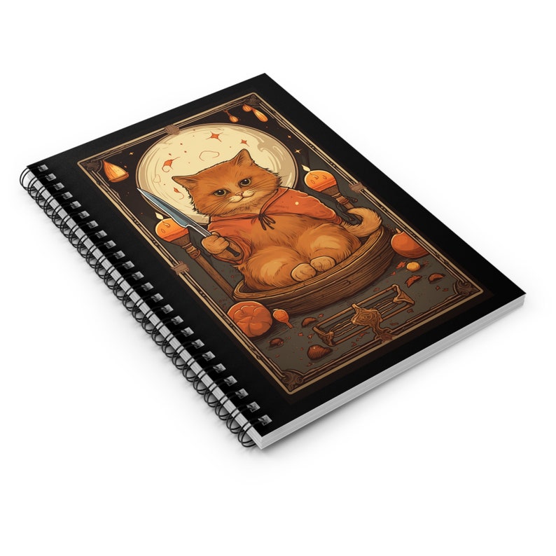 Tarot Cat Spiral Notebook, Orange Kitty, Gift for Witch, Halloween Journal, Cat Lover Gift image 4