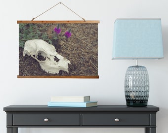 Beautiful Skull Wall Tapestry, Skeleton, Gothic Flowers, Wood Hung, Microfiber Wall Hanging, Halloween Decor, Goth Home, Animal Skulls