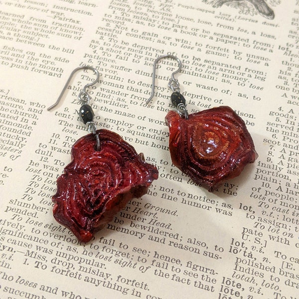 Dried Beet Root and Amethyst Earrings, Beet Red, Vegan Gift, Hippie Jewellery, Boho Statement Jewelry Food Purple and Red Earrings Jewellery