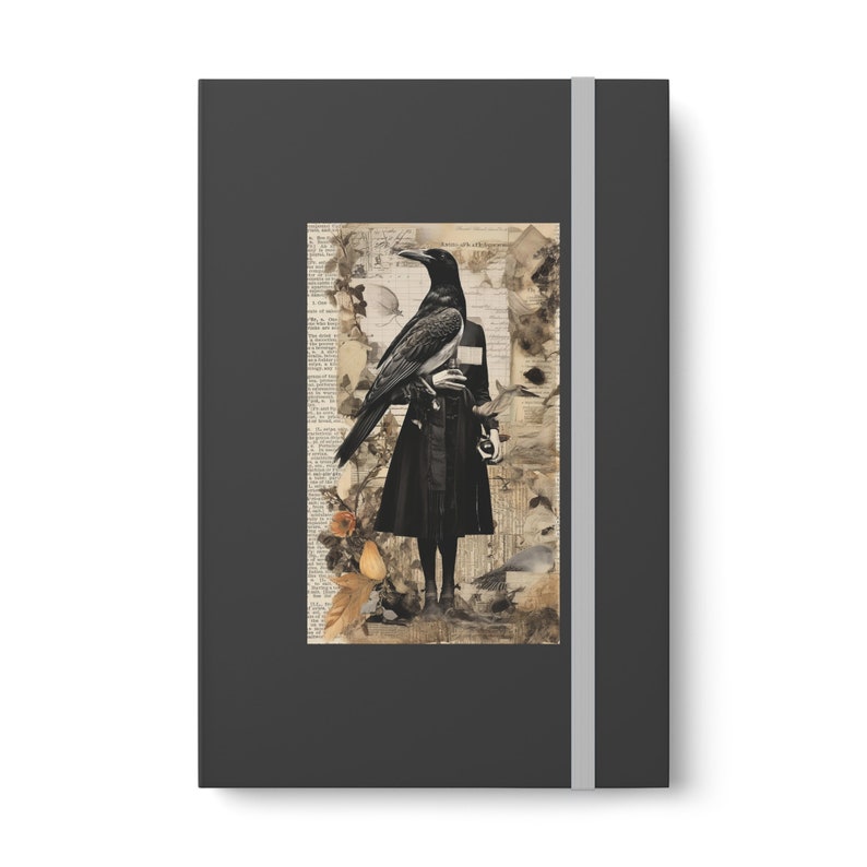 Witchy Journal, Gothic Notebook, Raven Witch, Halloween Gift Ruled Line Banded image 8