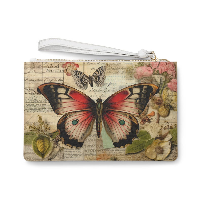 Vintage Butterfly Faux Leather Clutch Bag, Cottagecore Accessories, Wings, Victorian Purse image 3