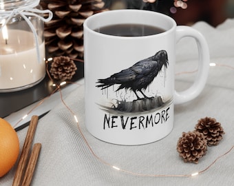 Nevermore Raven Mug, Gothic Literary Coffee Cup