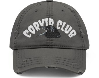Corvid Club embroidered Hat | Distressed Raven Baseball Cap