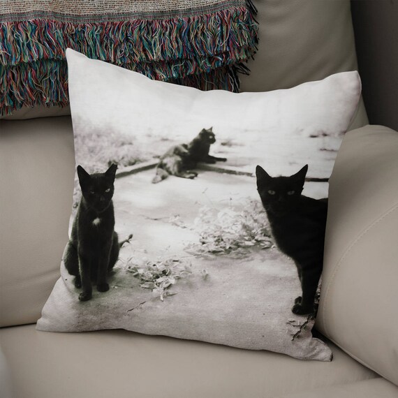 Katze Werfen Kissen Schwarze Katzen Modeen Kissenbezug Etsy