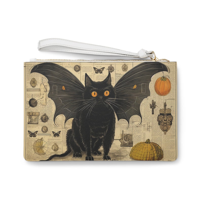 Vintage Halloween Theme Faux Leather Clutch Bag, Goth Accessories image 3