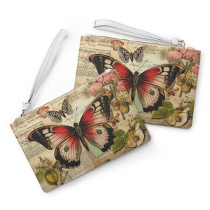 Vintage Butterfly Faux Leather Clutch Bag, Cottagecore Accessories, Wings, Victorian Purse image 4