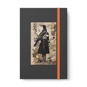 Witchy Journal, Gothic Notebook, Raven Witch, Halloween Gift Ruled Line Banded image 2