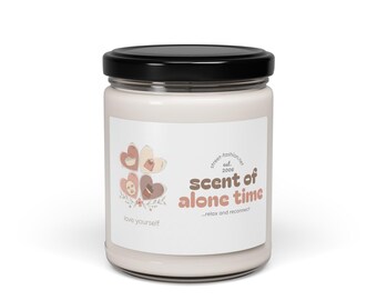 Scent of Alone Time Soy Candle, Introvert Gift, 9oz Self Care Calm Neutral Vibes