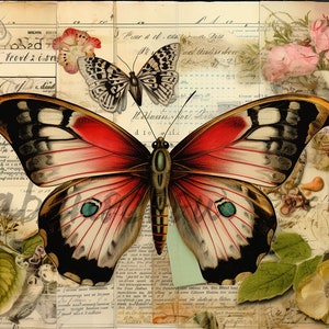 Vintage Butterfly Dictionary Print, Victorian Collage Art, Vintage Decor, Gothic, Earthy Home, Witchcraft image 2