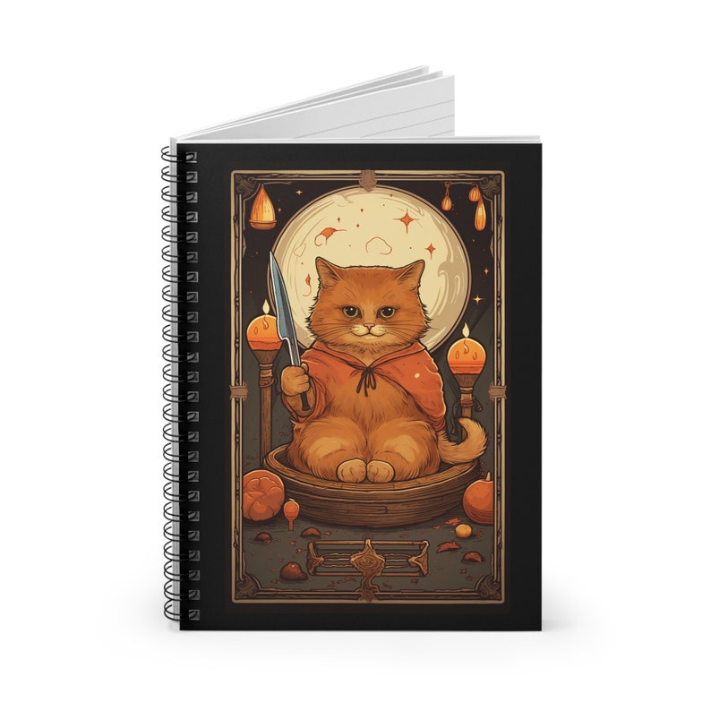 Tarot Cat Spiral Notebook, Orange Kitty, Gift for Witch, Halloween Journal, Cat Lover Gift image 3