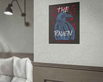 The Raven poster | Rolled Poster, Gothic crow artwork