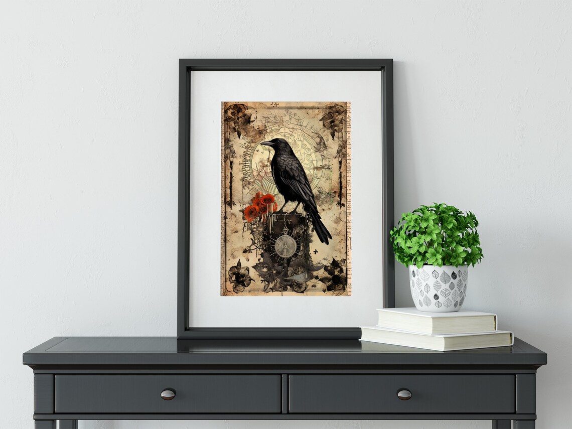 Steam Punk Crow Dictionary Print, Victorian Collage Art, Vintage Decor ...