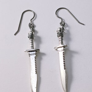 Rambo Hunting Knife Earrings, Buck knife, Halloween Jewelry, Jason, Mike Meyers, Chucky, Gothic Zombie Hunter, Walking Dead image 3