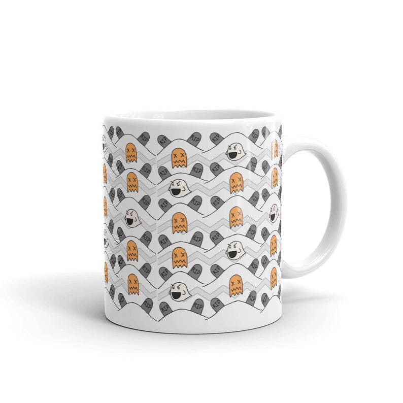 Video Game Ghosts Halloween Coffee Mug, Mario Bros Boo Ghost Halloween Coffee Cup, Gift for Gamer, Pacman Ghost, Halloween Mug image 2