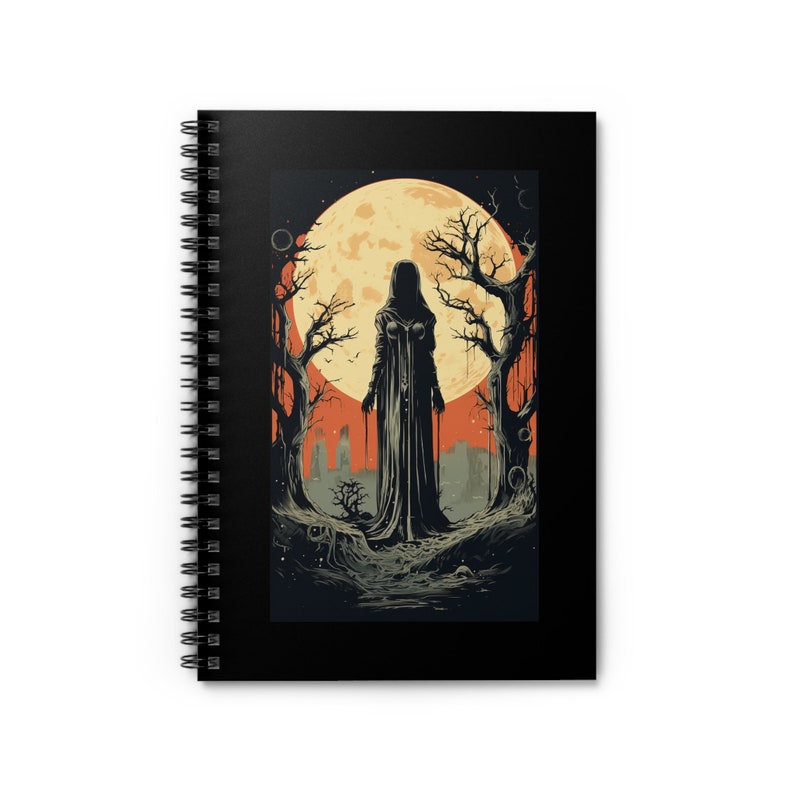 Melina Elden Ring Spiral Notebook: Full Moon and Ghoulish Woman Journal, Ideal Halloween Gift for Gamers image 2