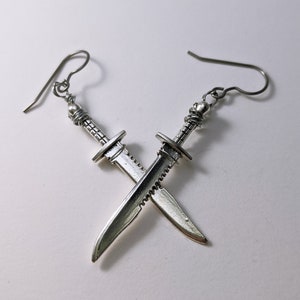 Rambo Hunting Knife Earrings, Buck knife, Halloween Jewelry, Jason, Mike Meyers, Chucky, Gothic Zombie Hunter, Walking Dead image 1