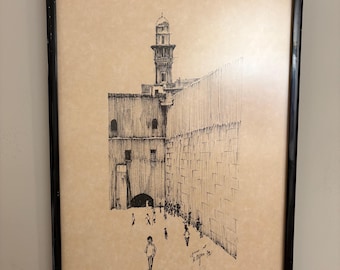Arie Ogen A/P Signed Etching “Western Wall” (Kotel/Wailing Wall), Jerusalem