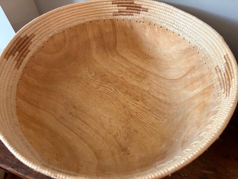 Anthropologie Sisal-Wrapped Wooden Decorative Bowls – Set of 2 (12.5” & 10.5”) afbeelding 8