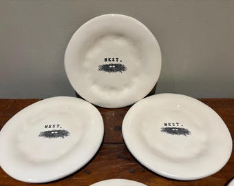 Authentic & Rare Vintage Early Rae Dunn by Magenta NEST 6” Plates – 1 Set Of 4