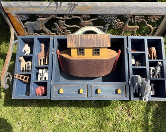 Vintage Barry Grosscup Signed Millwood Toy Co. Noah’s Ark “Sunday Toy” Folk Art Wooden Animals