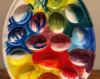Retired Anthropologie Rainbow Deviled Egg Platter - Vibrant Hand-Painted Ceramic