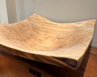 Stinson Studios Large 17” Artisan Hand-Turned Square Ambrosia Maple Bowl- Canada
