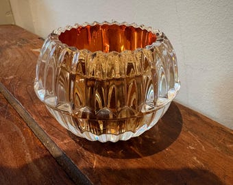 Baccarat Crystal Gold Votive Candle Holder - Elegant Scalloped Cut Crystal