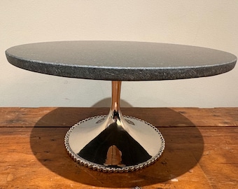 NEW Michael Aram Molten Cake Stand - Black Granite with Nickel Silver Base 11”