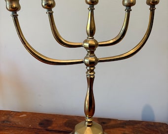 Stunning Large Vintage Solid Brass 5-Arm Candelabra Heavy 16.5” Tall Centerpiece