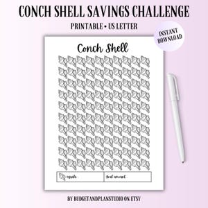 Conch Shell Savings Challenge: Printable Savings Tracker (US Letter, PDF Download)