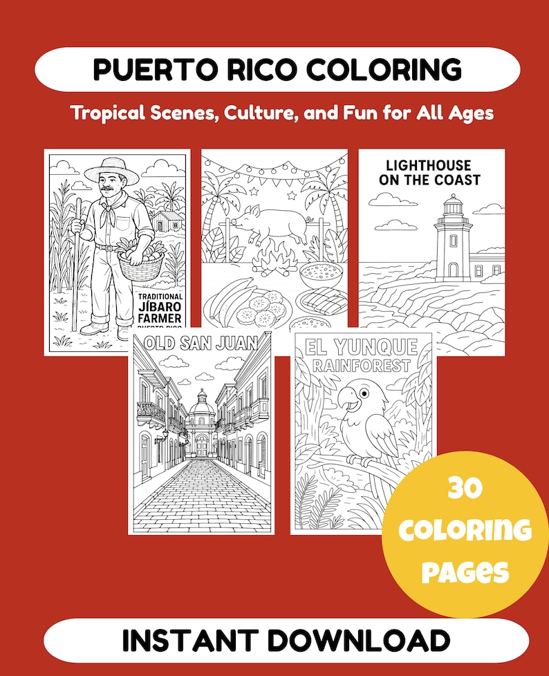 Puerto Rico Coloring Pages, Puerto Rico Coloring Book, Puerto Rico ...