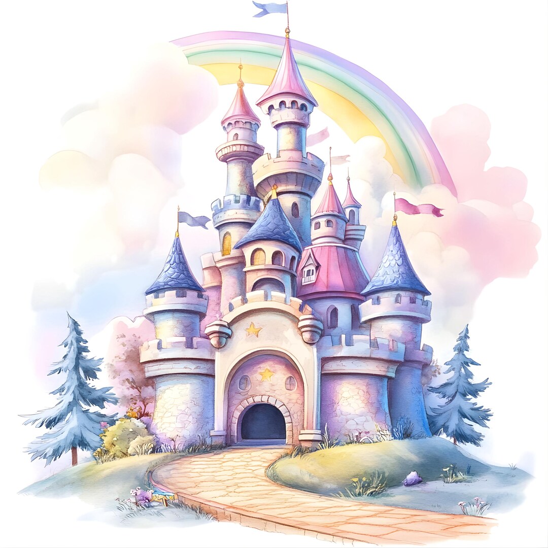 18 Fairy Tale Castle Clipart Bundle, Watercolor Princess Palace ...