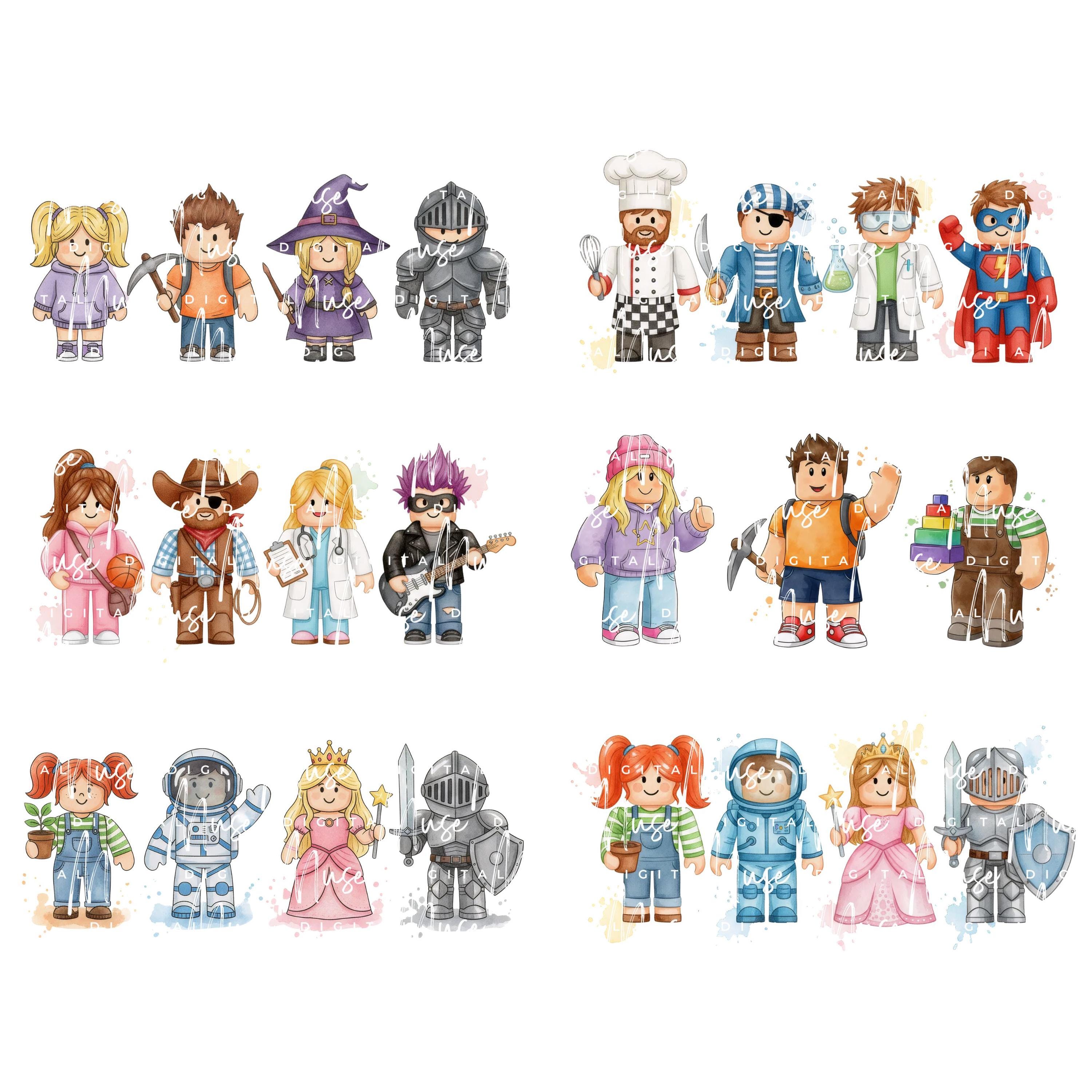 72 Blocky Game Characters Clipart PNG, Cute Square Kids Avatars ...