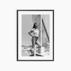 Jane Birkin-poster, fotografie-prints, Jane Birkin, retroposter, zwart-witte muurkunst, retroprint, fotografieposter museumkwaliteit, fotografieposter museumkwaliteit