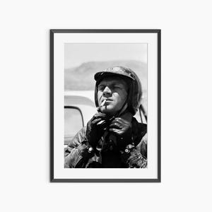 Steve McQueen Poster, Photography Prints, Steve McQueen Print, Retro Poster, Black and White Wall Art, Museum Quality Photography Poster