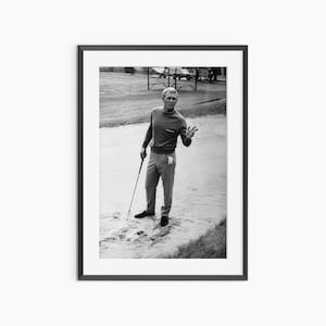 Steve McQueen, Photography Prints, Golf Print, Steve McQueen Print, Retro Poster, Black and White Wall Art, Museum Grade Photography Poster