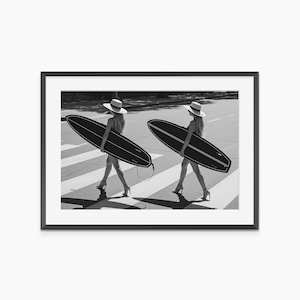 Summer Wall Art, Photography Prints, Surfboard, Aesthetic Wall Art, Black and White Wall Art, Museum Quality Photography Poster
