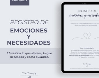 Registro de emociones y necesidades Autoconocimiento y autocuidado Psicología práctica Registro emocional Diario emocional PDF imprimible