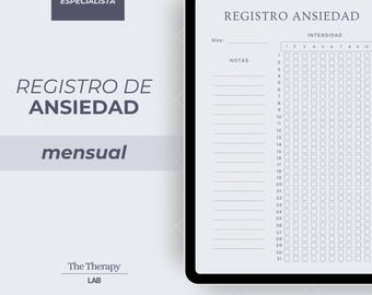 Registro de ansiedad PDF Diario imprimible de Ansiedad Bienestar emocional y Salud Mental Registro mensual de ansiedad Journal ansiedad