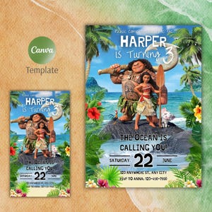 Moana Birthday Invitation: Editable Hawaiian Template (Digital Download)