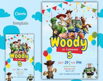 Plantilla de invitación de cumpleaños editable de Toy Story: invitación imprimible para fiesta infantil (descarga digital)