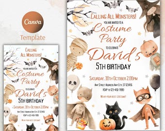 Monster Birthday Invitation: Halloween Party Invite, Customizable Template (Digital Download)