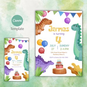 Editable Dinosaur Birthday Party Invitation Template, Dinosaur Birthday Invitation, Dinosaur Invitation, Dinosaur thank you