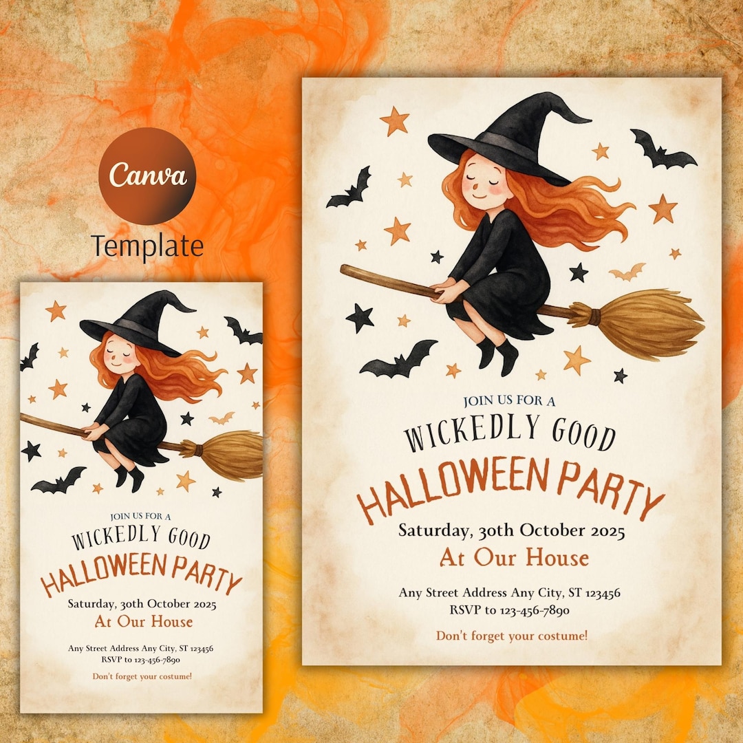 Witch Invite Halloween Witch Birthday Invitation: Spooktacular Party Invite (digital ...