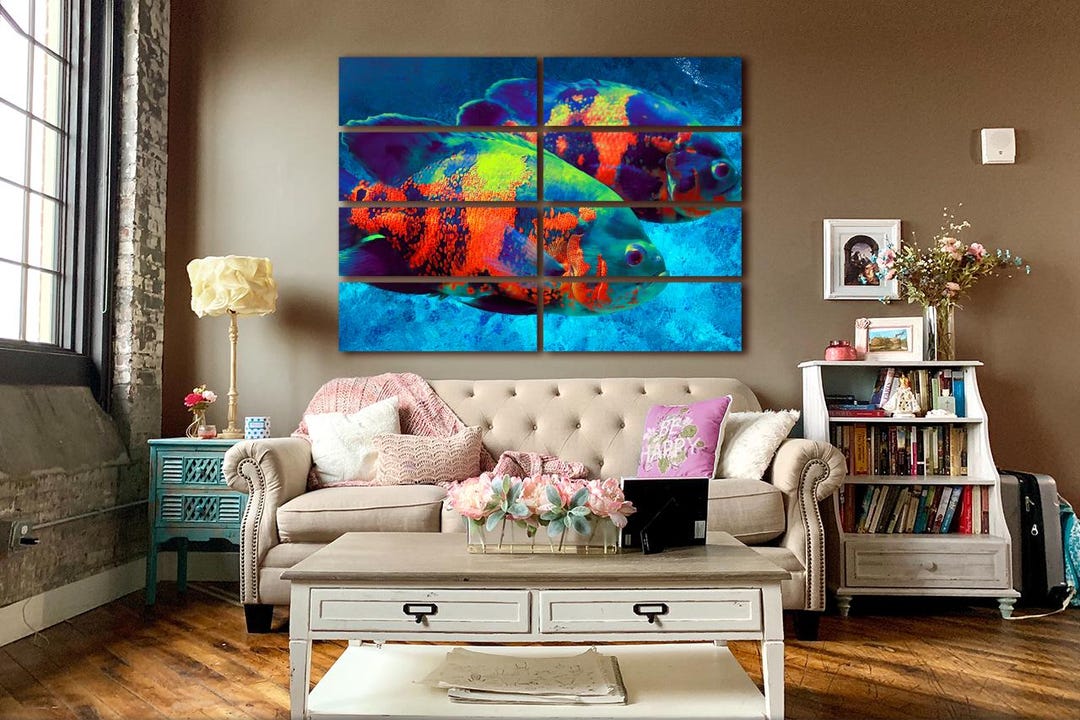 Very Large Scale Fish Design Tropical Fish Art Tremendously Huge Wall Art Picture on Canvas - Fish ...