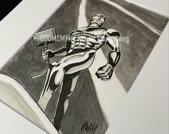 Silver Surfer Original Ink Drawing Matted to 8x10