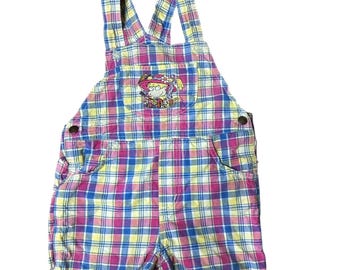 Vintage Nickelodeon Rugrats Angelica Girls 6/6x Plaid Overalls Shorts 90's